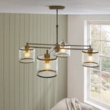 Radley 4 Light Antique Brass Ceiling Lamp with Clear Ribbed Glass