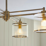 Radley 4 Light Antique Brass Ceiling Lamp with Clear Ribbed Glass