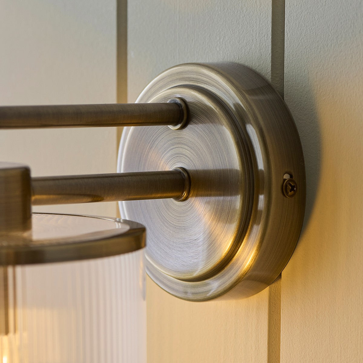 Radley Wall Lamp with Ribbed Glass and Antique Brass