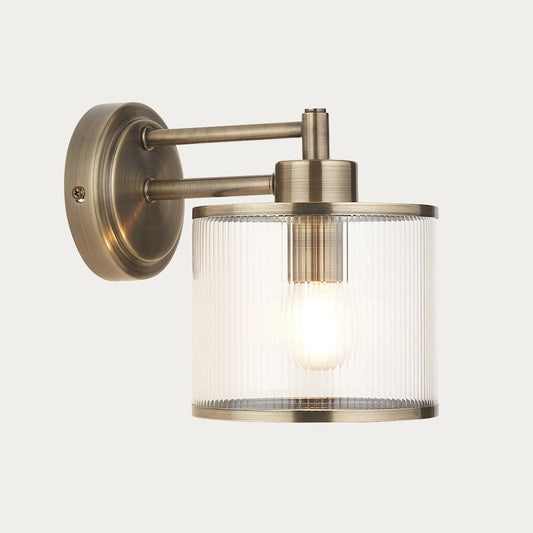 Radley Wall Lamp with Ribbed Glass and Antique Brass