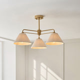 Wallmere 3 Light Semi Flush Mount Ceiling Light with Linen Lampshade