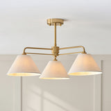 Wallmere 3 Light Semi Flush Mount Ceiling Light with Linen Lampshade