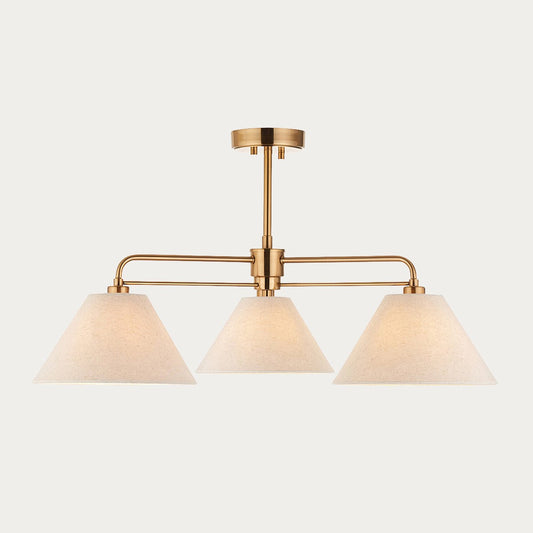 Wallmere 3 Light Semi Flush Mount Ceiling Light with Linen Lampshade