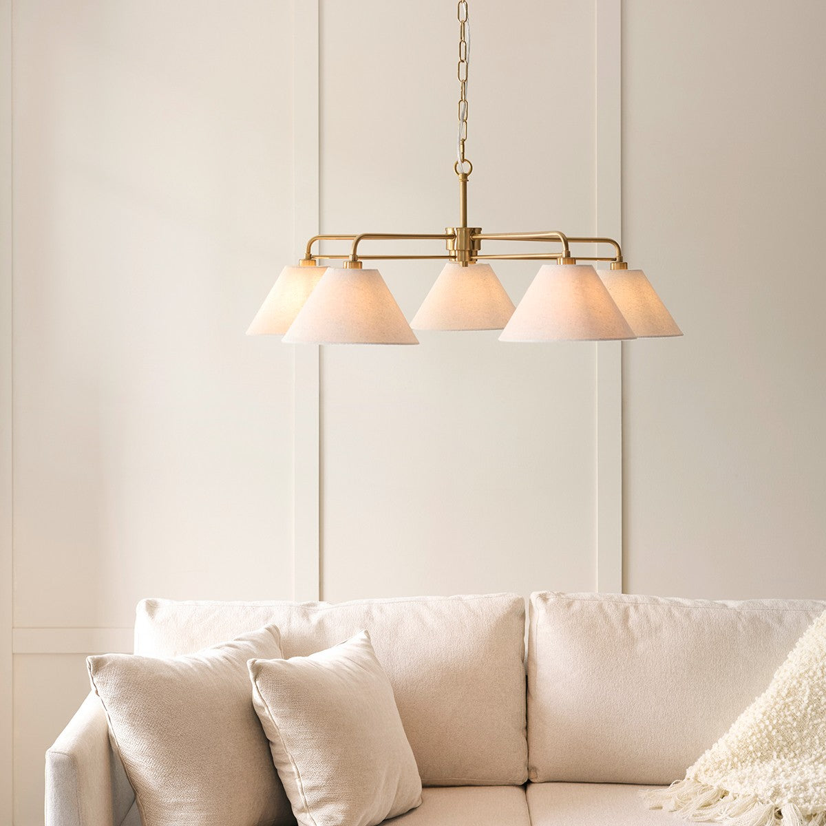 Wallmere 5 Light Pendant Light with Linen Lampshades
