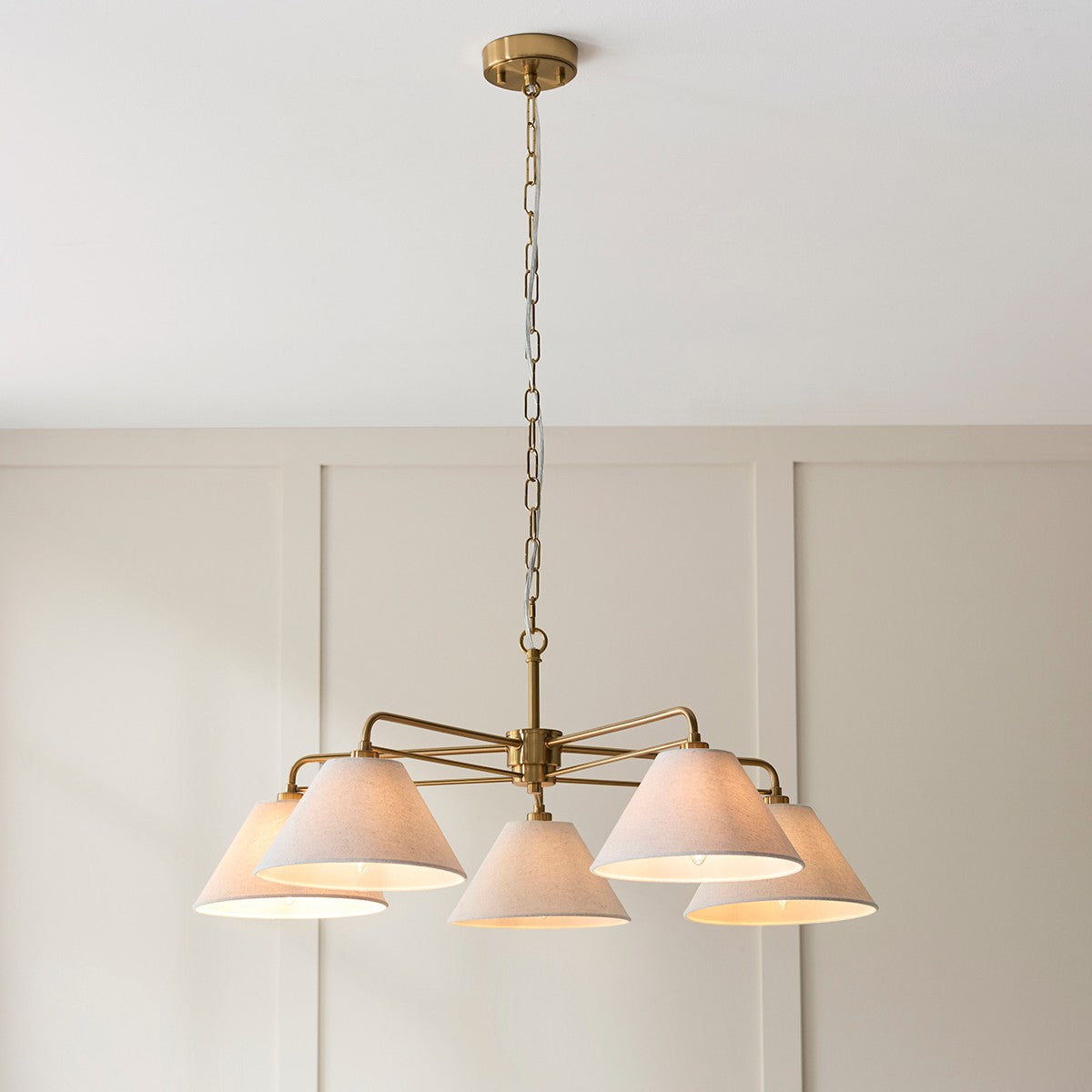 Wallmere 5 Light Pendant Light with Linen Lampshades