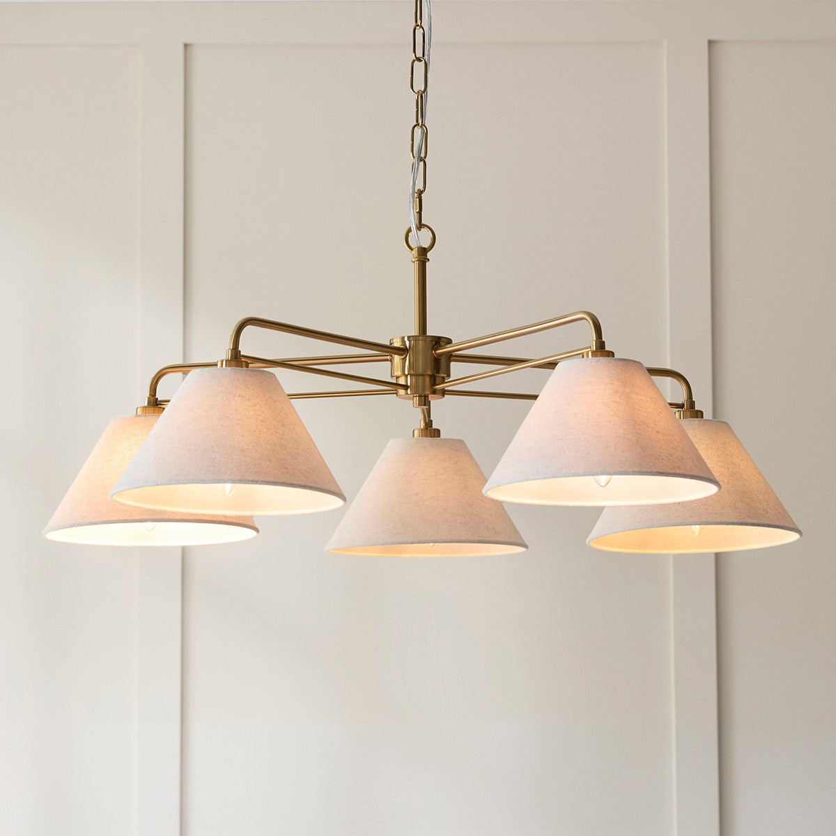 Wallmere 5 Light Pendant Light with Linen Lampshades