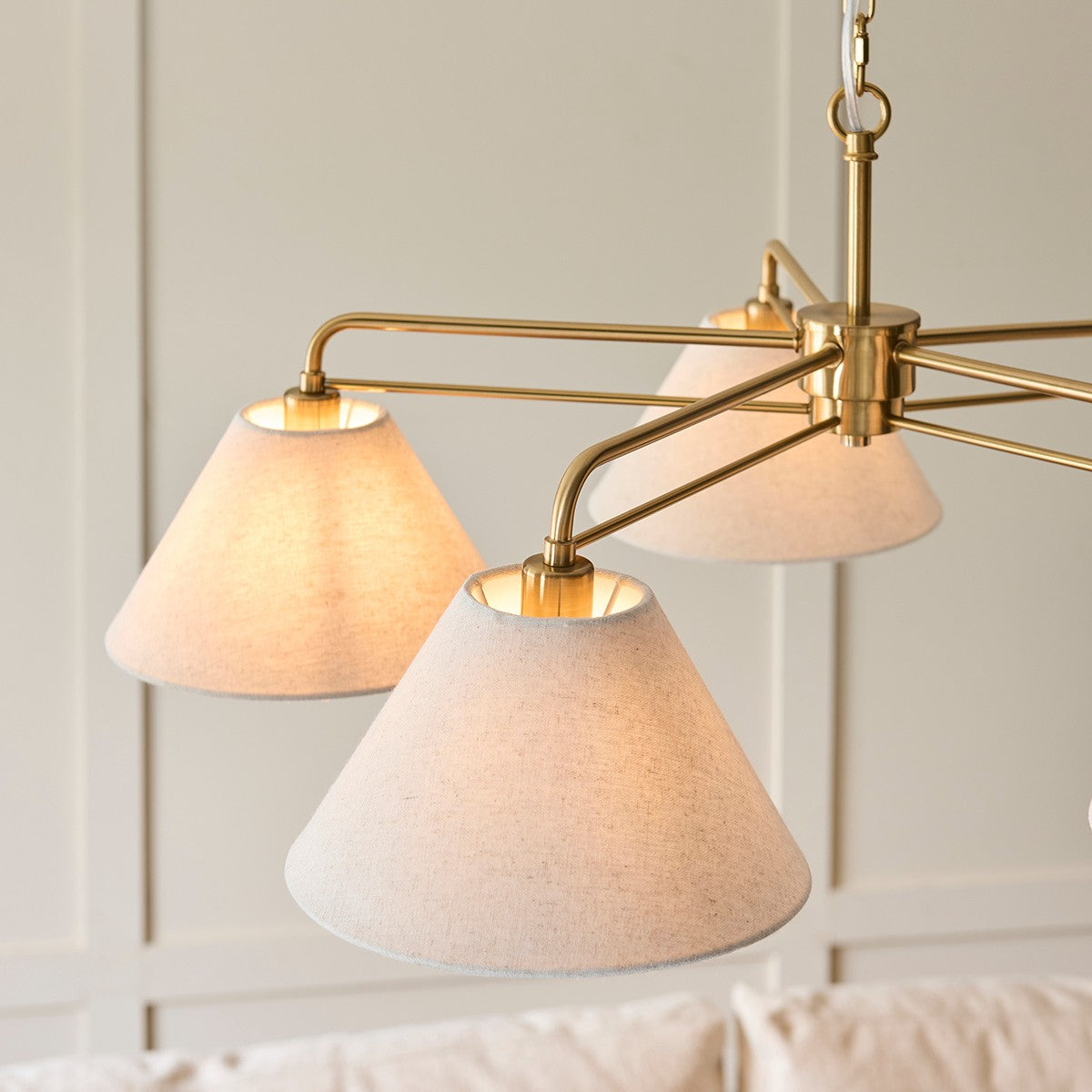 Wallmere 5 Light Pendant Light with Linen Lampshades