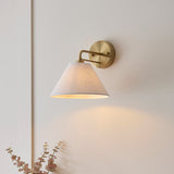 Wallmere Sconce Light in Brushed Brass with Natural Linen Lampshade