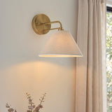 Wallmere Sconce Light in Brushed Brass with Natural Linen Lampshade
