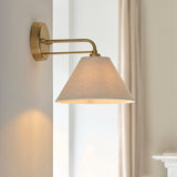 Wallmere Sconce Light in Brushed Brass with Natural Linen Lampshade