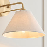 Wallmere Sconce Light in Brushed Brass with Natural Linen Lampshade