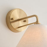 Wallmere Sconce Light in Brushed Brass with Natural Linen Lampshade
