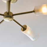 Avena 5 Light Semi Flush Mount Ceiling Light in Antique Brass with Ribbed Glass