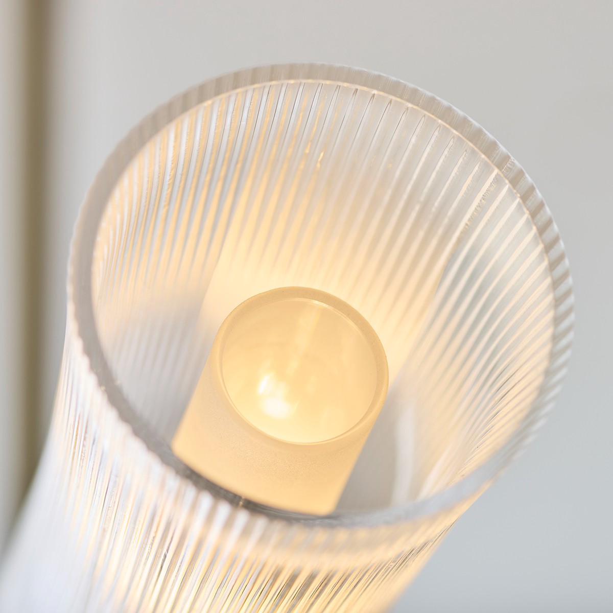 Avena 5 Light Semi Flush Mount Ceiling Light in Antique Brass with Ribbed Glass