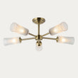 Avena 5 Light Semi Flush Mount Ceiling Light in Antique Brass with Ribbed Glass