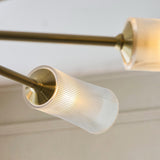 Avena 8 Light Ribbed Glass Pendant Light with Antique Brass