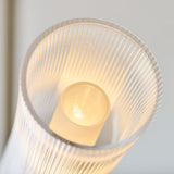 Avena 8 Light Ribbed Glass Pendant Light with Antique Brass