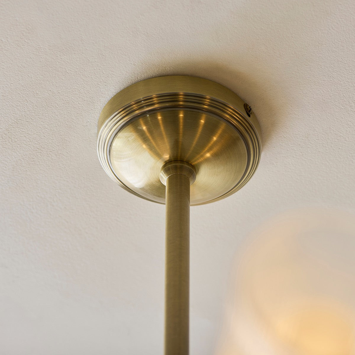 Avena 8 Light Ribbed Glass Pendant Light with Antique Brass