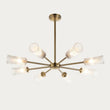 Avena 8 Light Ribbed Glass Pendant Light with Antique Brass