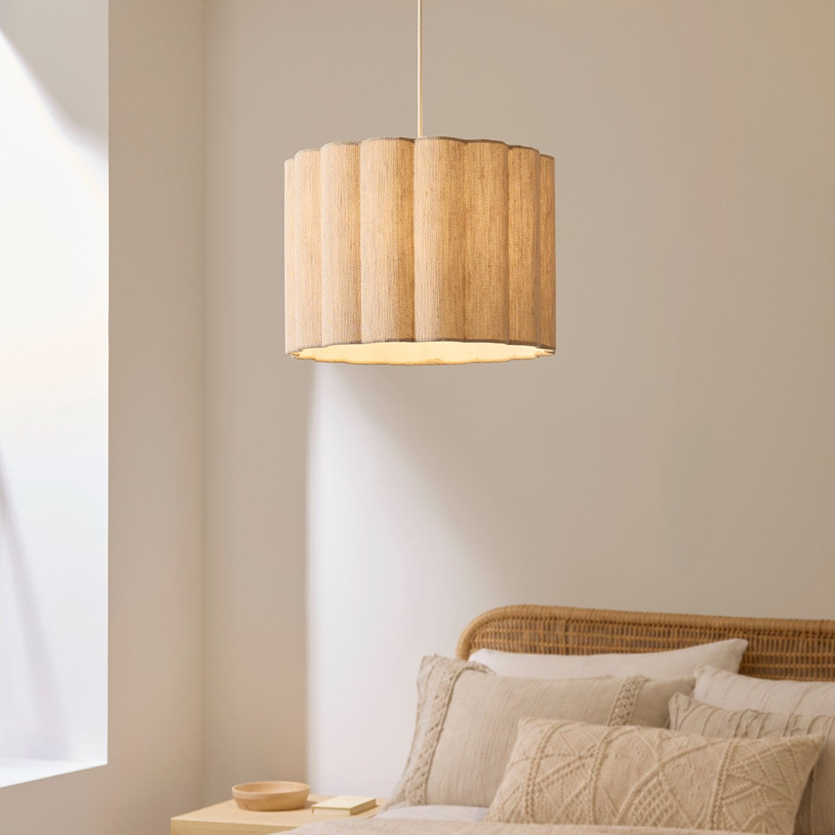 Orlin Wooden Ceiling Light with Scalloped Ceiling Lamp Shade