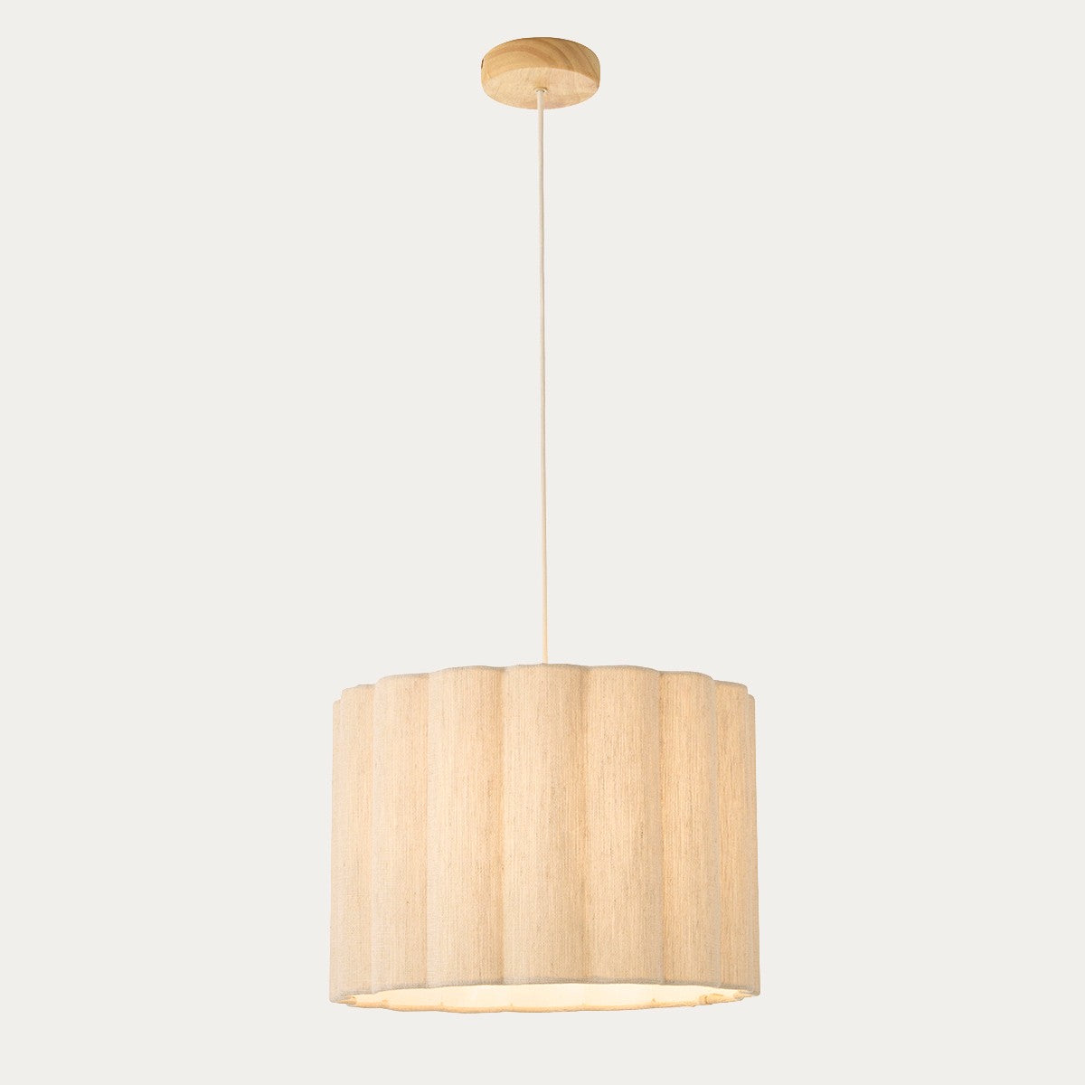 Orlin Wooden Ceiling Light with Scalloped Ceiling Lamp Shade