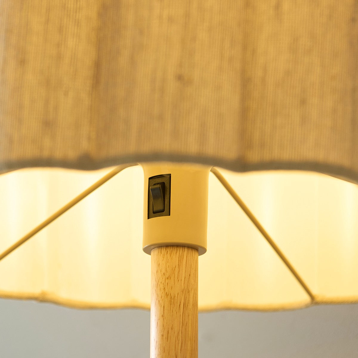 Orlin Floor Lamp with Wood Finish and Scalloped Lamp Shade