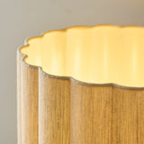 Orlin Floor Lamp with Wood Finish and Scalloped Lamp Shade
