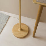 Orlin Floor Lamp with Wood Finish and Scalloped Lamp Shade