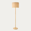 Orlin Floor Lamp with Wood Finish and Scalloped Lamp Shade