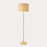 Orlin Floor Lamp with Wood Finish and Scalloped Lamp Shade
