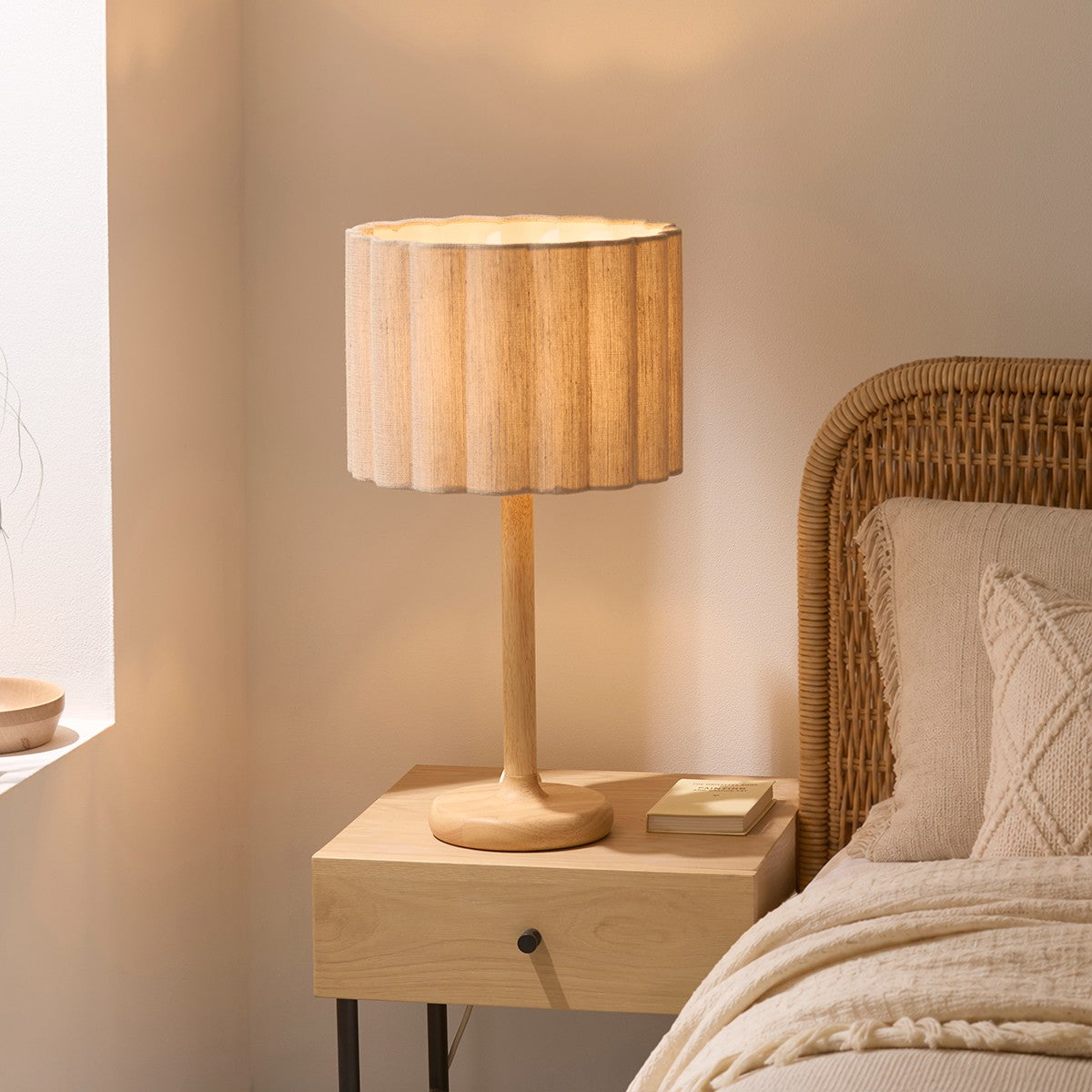 Orlin Wooden Table Lamp with Natural Lamp Shade