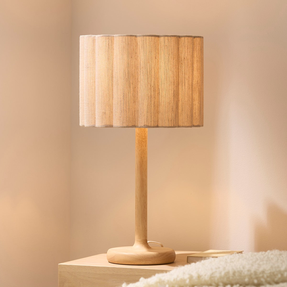 Orlin Wooden Table Lamp with Natural Lamp Shade