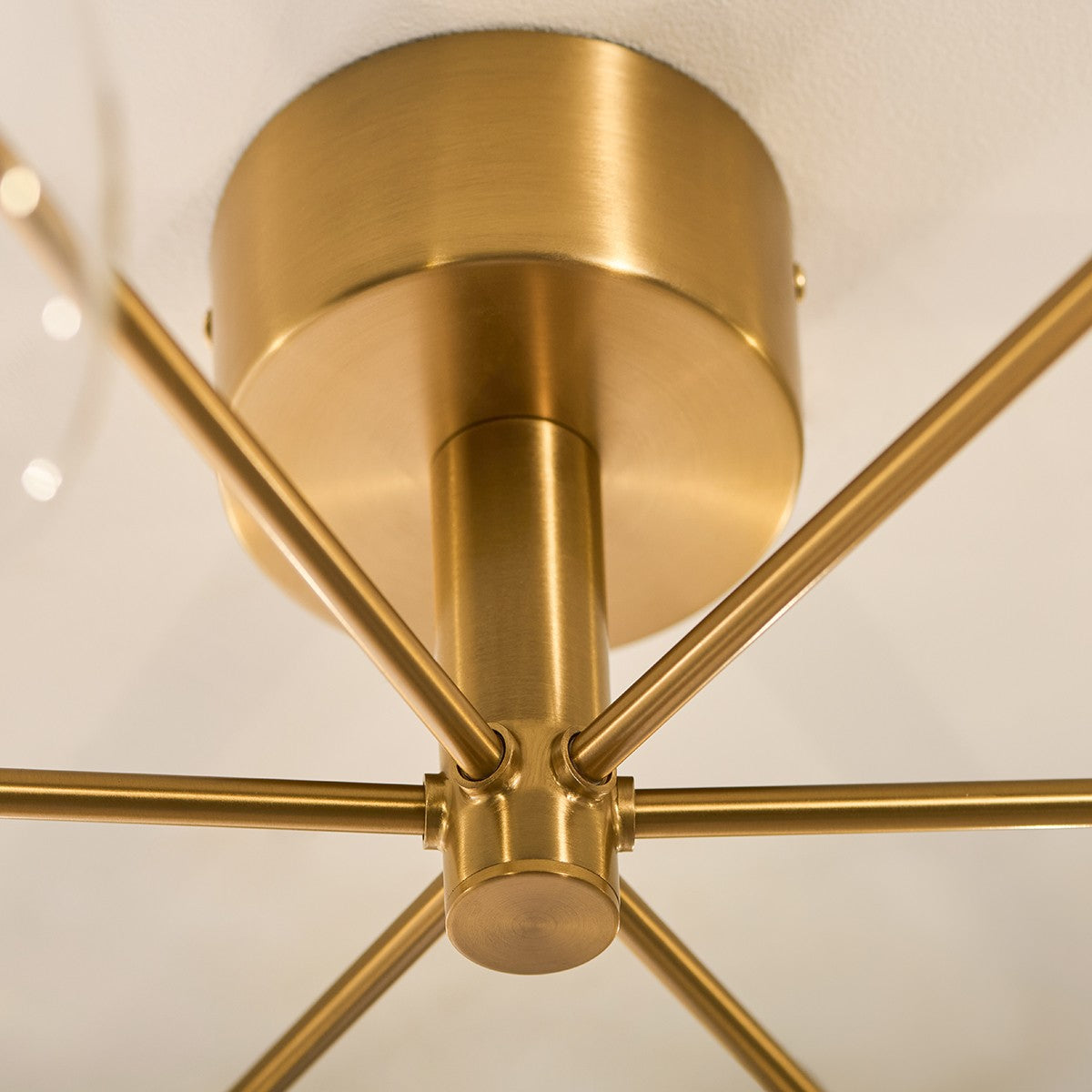 Osla 6 Light Contemporary Semi Flush Ceiling Light in Brushed Brass with Clear Glass