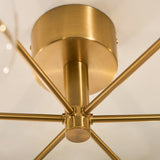 Osla 6 Light Contemporary Semi Flush Ceiling Light in Brushed Brass with Clear Glass