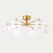 Osla 6 Light Contemporary Semi Flush Ceiling Light in Brushed Brass with Clear Glass