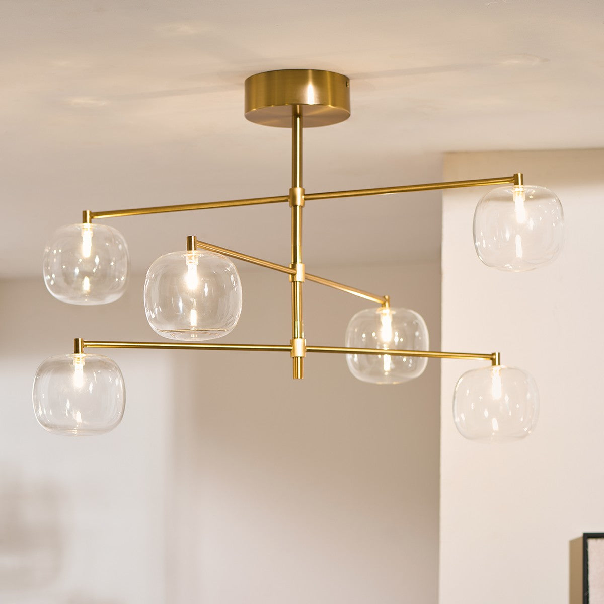 Osla 6 Light Glass Pendant Light with Antique Brass