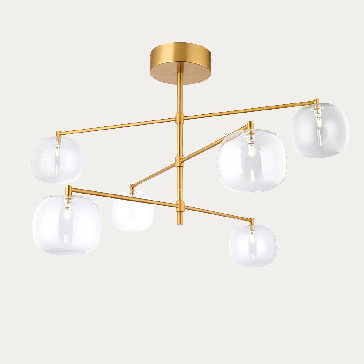 Osla 6 Light Glass Pendant Light with Antique Brass