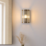 Radley Bathroom Wall Light in Antique Brass with Ribbed Glass