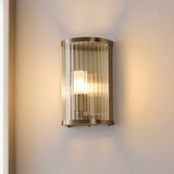 Radley Bathroom Wall Light in Antique Brass with Ribbed Glass