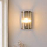 Radley Bathroom Wall Light in Antique Brass with Ribbed Glass