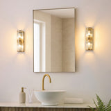 Radley Twin Bathroom Wall Light in Antique Brass with Ribbed Glass