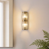 Radley Twin Bathroom Wall Light in Antique Brass with Ribbed Glass