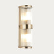 Radley Twin Bathroom Wall Light in Antique Brass with Ribbed Glass