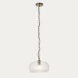 Harmont Ribbed Glass Globe Pendant Light in Antique Brass