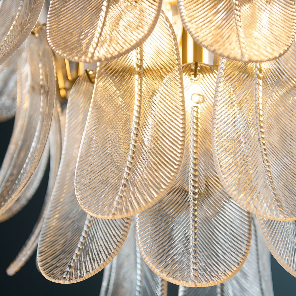 Auburn 4 Light Leaf Pendant Light with Antique Brass
