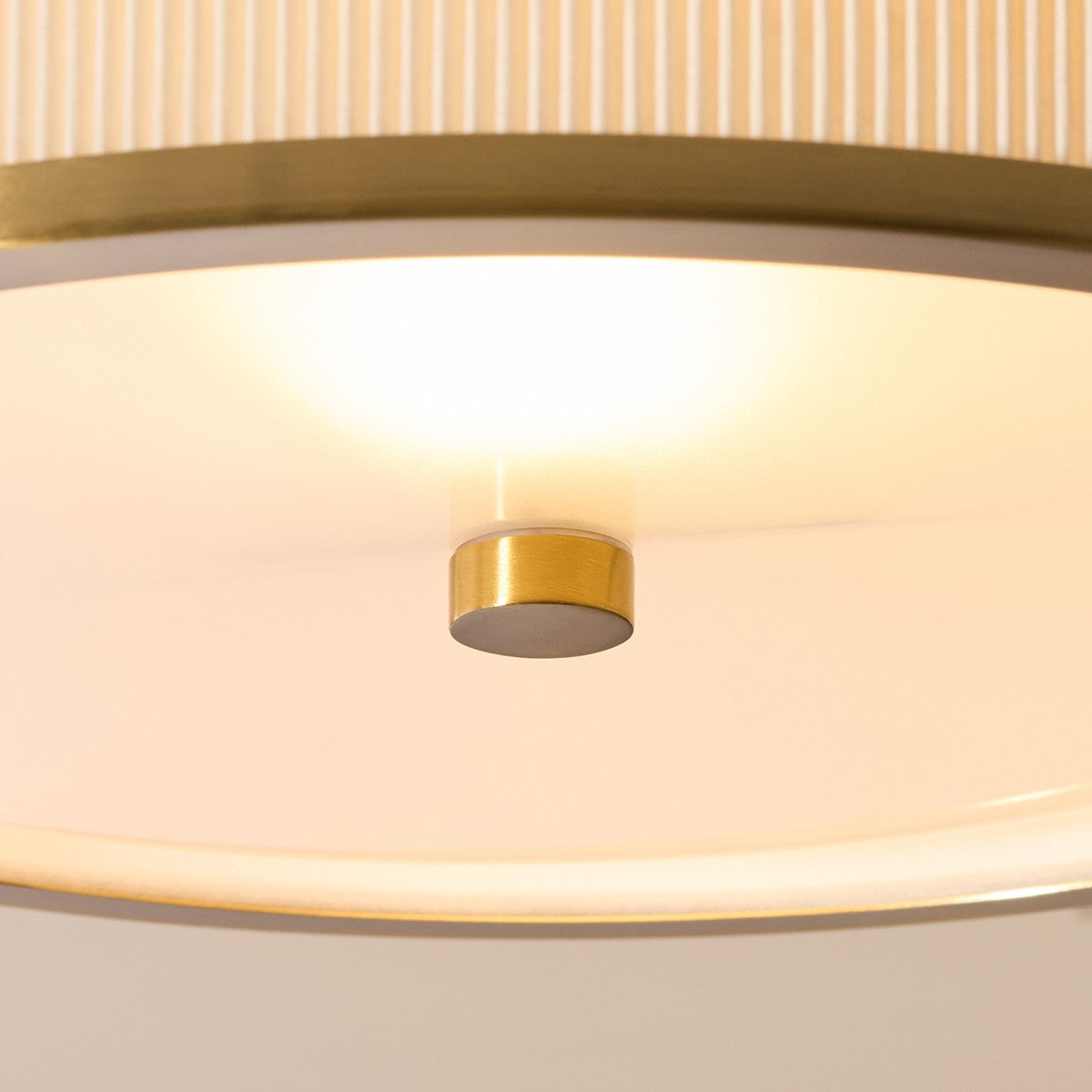 Lexara Flush Light with Pleated Lamp Shade and Brushed Brass