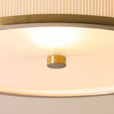 Lexara Flush Light with Pleated Lamp Shade and Brushed Brass