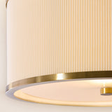 Lexara Flush Light with Pleated Lamp Shade and Brushed Brass