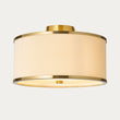 Lexara Flush Light with Pleated Lamp Shade and Brushed Brass