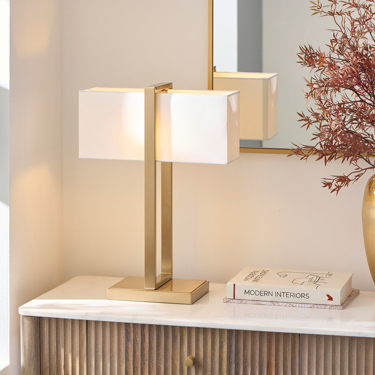 Sonoma Brass Table Lamp with Off White Light Shade